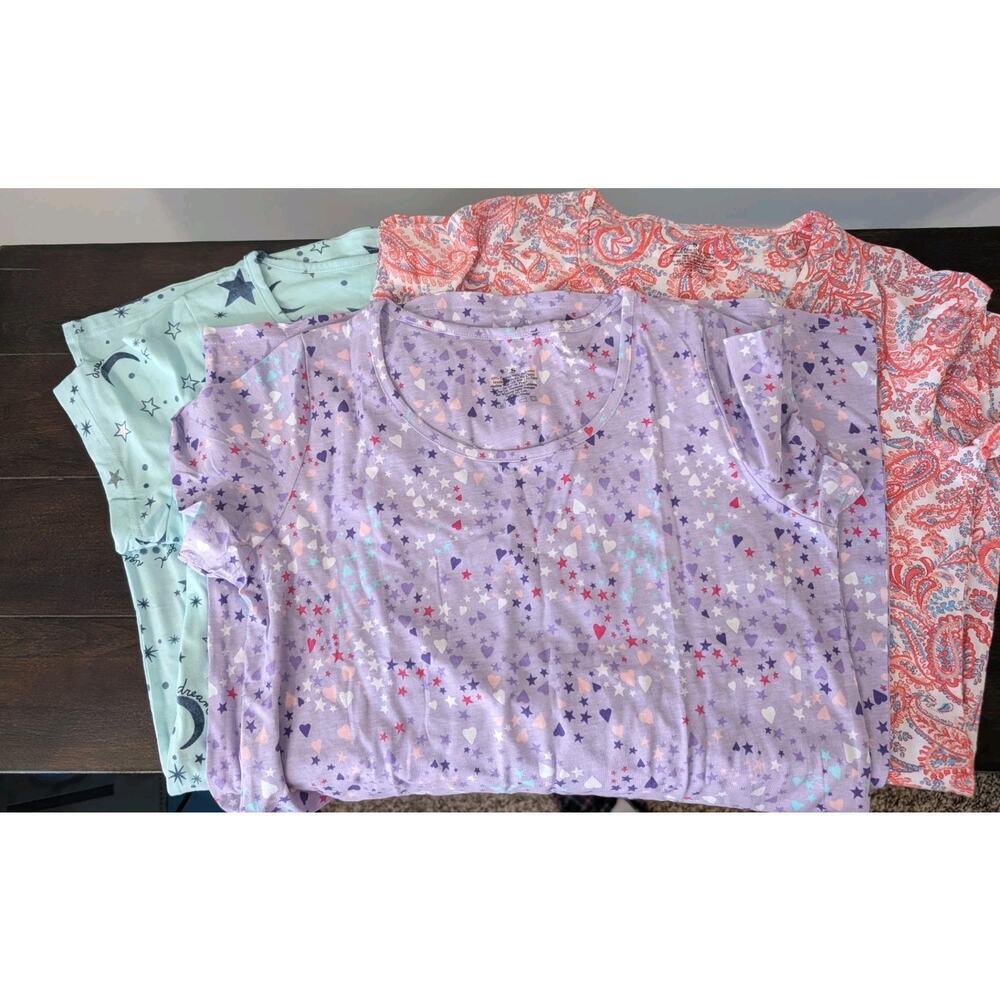 Pnaeong Set Of 3 Short Sleeve Night Gowns/Moo Moo Size Small NWOT